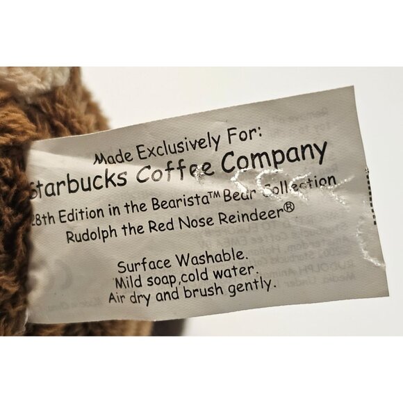 Starbucks Bearista Rudolph The Red-Nosed Reindeer Plush Toy 2003 Edition - Picture 15 of 16